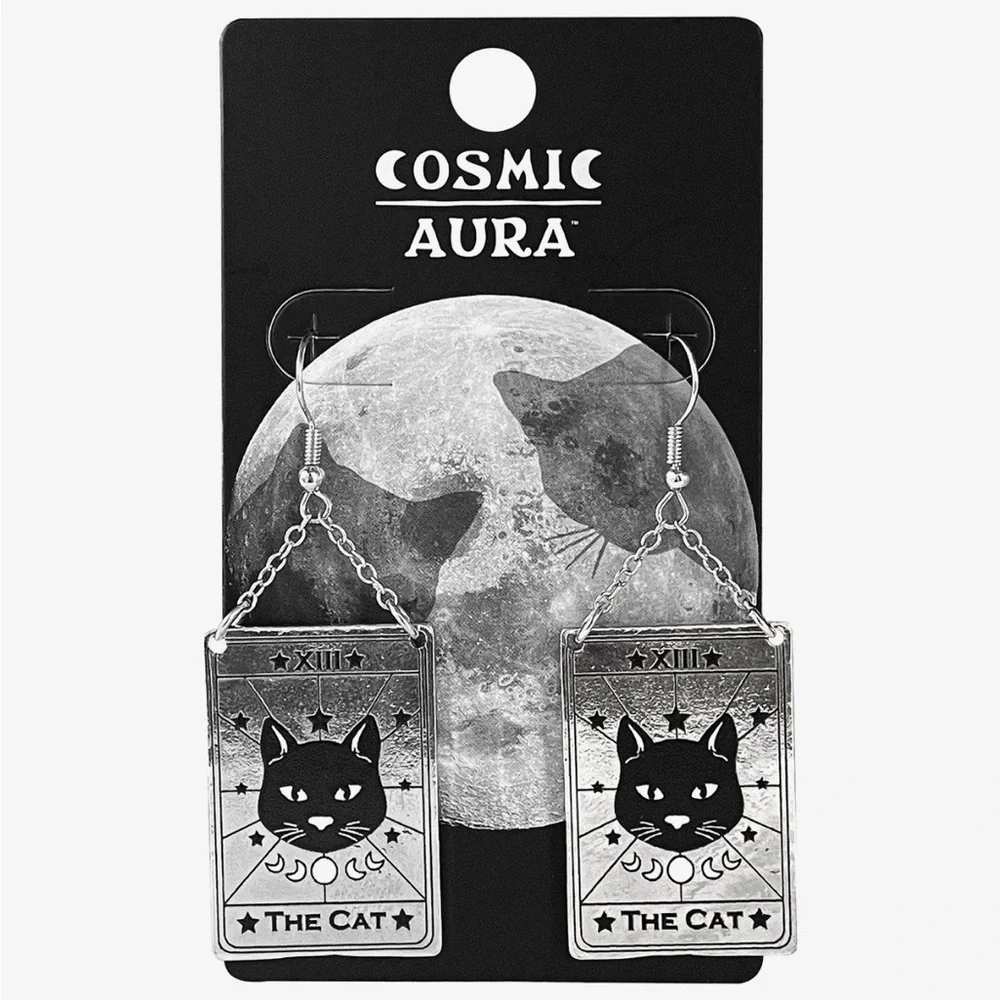 Cosmic Aura Cat Tarot Card Drop‎ Earrings Hot Topic Witchy